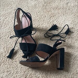 Madewell | Black Suede Sandal Heels